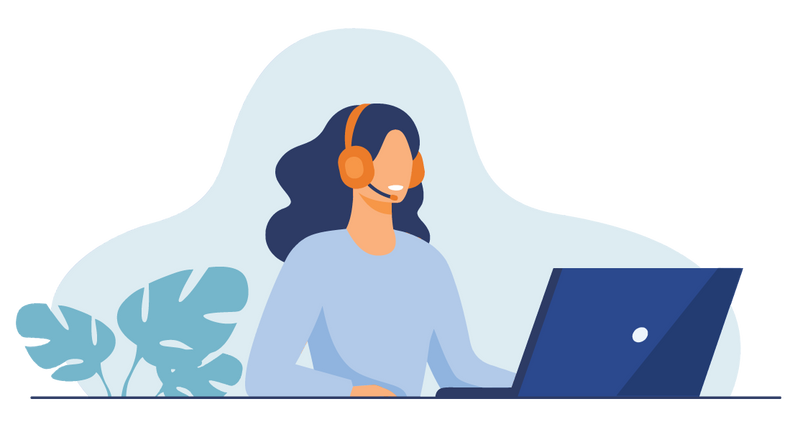 A Canadian Prescription Drug Customer Service Representative wearing a headset in front of a laptop. If you have any questions about ordering your medication, feel free to contact us and we will get back to you within one business day.